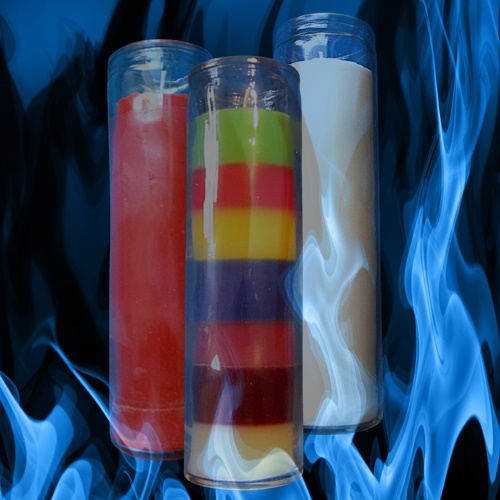 Through coloured Jar candles