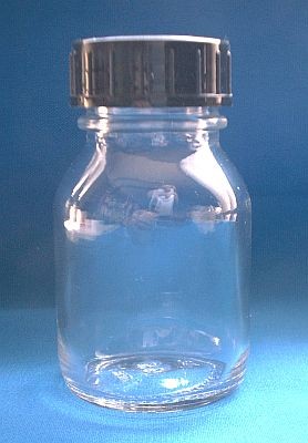 Bottiglia trasparente a bocca larga con chiusura 50 ml UE
