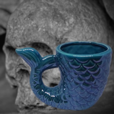 Vaso rituale in ceramica pesce blu Yemaya