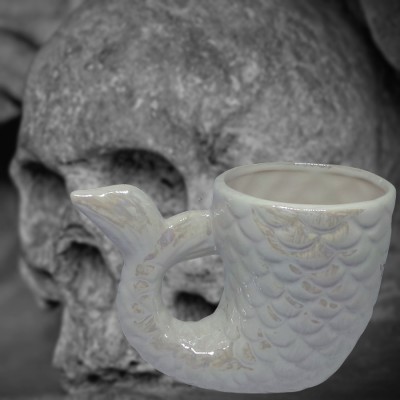 Ceramic ritual vessel fish white Oshun.