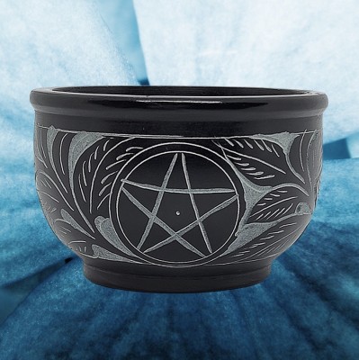 Soapstone bowl with tendril pattern and pentagram