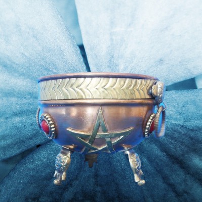 Incense burner, copper bowl with pentagram