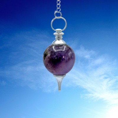 Pendulum silver-plated with amethyst ball