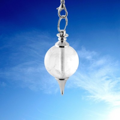 Pendulum silver-plated with rock crystal ball