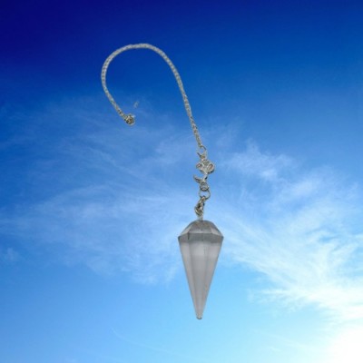 Rock Crystal Pendulum crystal faceted with OM chain