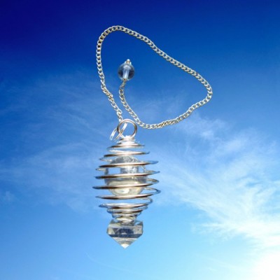 Spiral pendulum with rock crystal ball