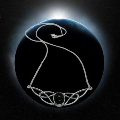 Silber-Collier keltischer Knoten mit Onyx