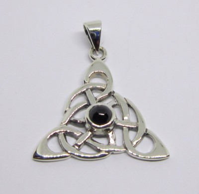 Silber-Anhänger Brighid Knoten mit Onyx