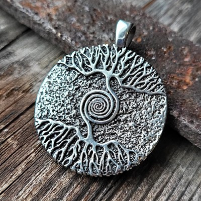 Stainless steel pendant tree of life spiral
