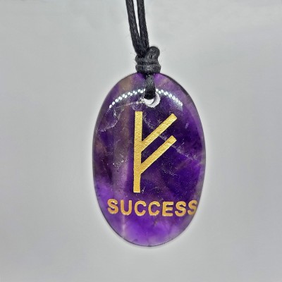 Pendentif en améthyste Success avec Fehu Rune 2e choix