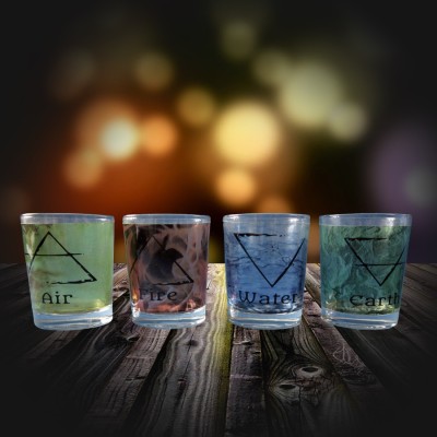 Tealight jars 4 elements set, waterproof