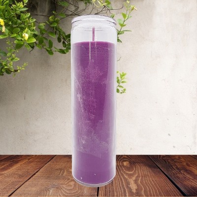 Durchgefärbte Kerze im Glas violett 1 Stück