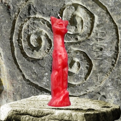 Figura candela per scopo magici- gatto rosso