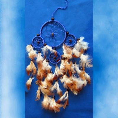 Dreamcatcher, Traumfänger klein, vierfach Durchmesser 9 cm Blau