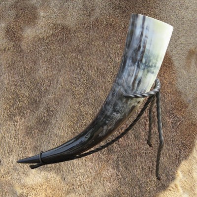 Drinking horn holder made of wrought iron