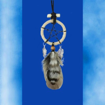 Dreamcatcher pentagram small with metal feathers
