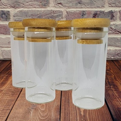 Vial with bamboo lid 30ml 4pcs pack