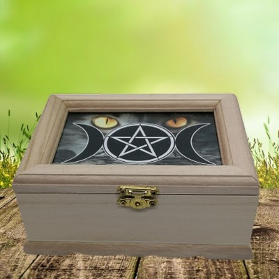 Wooden box Wicca Triple Moon