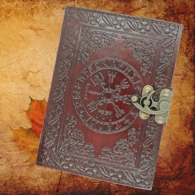 Asatru notebook / diary Viking compass with brass fittings