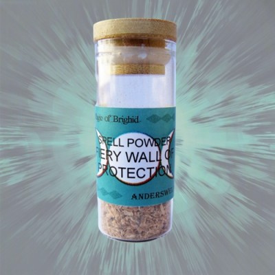 Magic of Brighid Spell Powder Fiery Wall of Protection Witch bottle with cork 10g