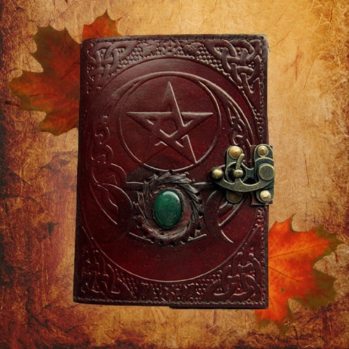 Libro delle Ombre / libro delle streghe Pentagramma con Tripla Luna-8655