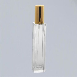 Bouteille de parfum transparente avec vaporisateur doré 50ml