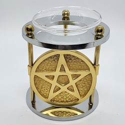 Aroma lamp, oil burner made of metal with pentagram