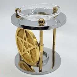 Lampe senteur, lampe aromatique en métal avec pentagramme