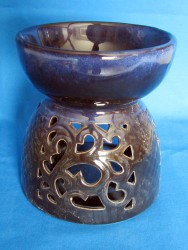 Aroma lamp, oil burner blue openwork, large