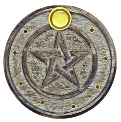 Porte-encens rond avec pentagramme