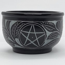 Soapstone bowl with tendril pattern and pentagram