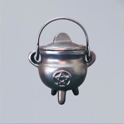 Incense burner small cast iron witch's cauldron pentagram