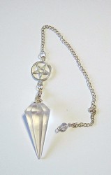Rock Crystal Pendulum crystal faceted with Pentagram chain