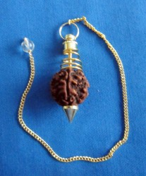Pendulum with rudraksha of brass gold plated
