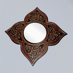 Mirror flower outline with celtic knot brown