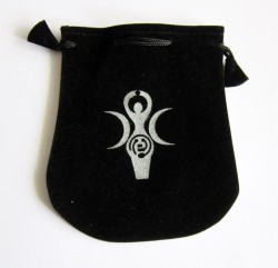 Velvet bag black with earth goddess