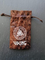 Sac Viking en look cuir avec nœud de Wotan (Valknut) dans le cercle runique