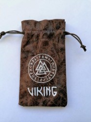 Viking pouch in leather look with Wotans knot (Valknut) in the rune circle