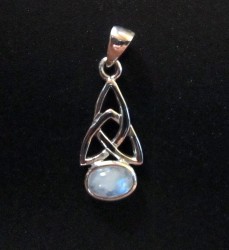 Silver pendant Triqueta (Triquetta, Triquetra) with Rainbow moonstone