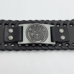 Leather Bracelet with Tetragrammaton Pentagram