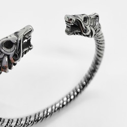 Bracelet anneau de serment viking avec loups Fenris, massif
