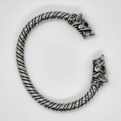 Bracelet viking oath ring with Fenris wolves, solid