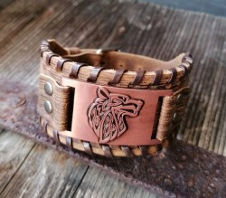 Leather bracelet Fenriswolf