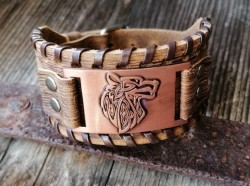 Pulsera de cuero Lobo de Fenris