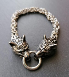 Viking bracelet with Fenris wolves