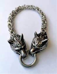 Viking bracelet with Fenris wolves