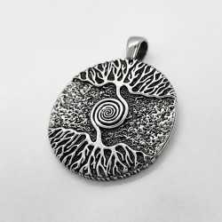 Colgante de acero inoxidable árbol de la vida en espiral