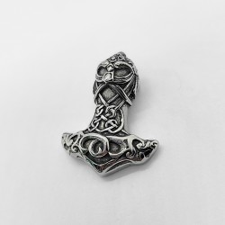 Stainless steel pendant Thor's hammer Mjölnir with helmet