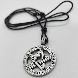 Zinnanhänger Pentagramm im Runenkreis