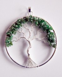 Pendant lucky tree silver plated with aventurine